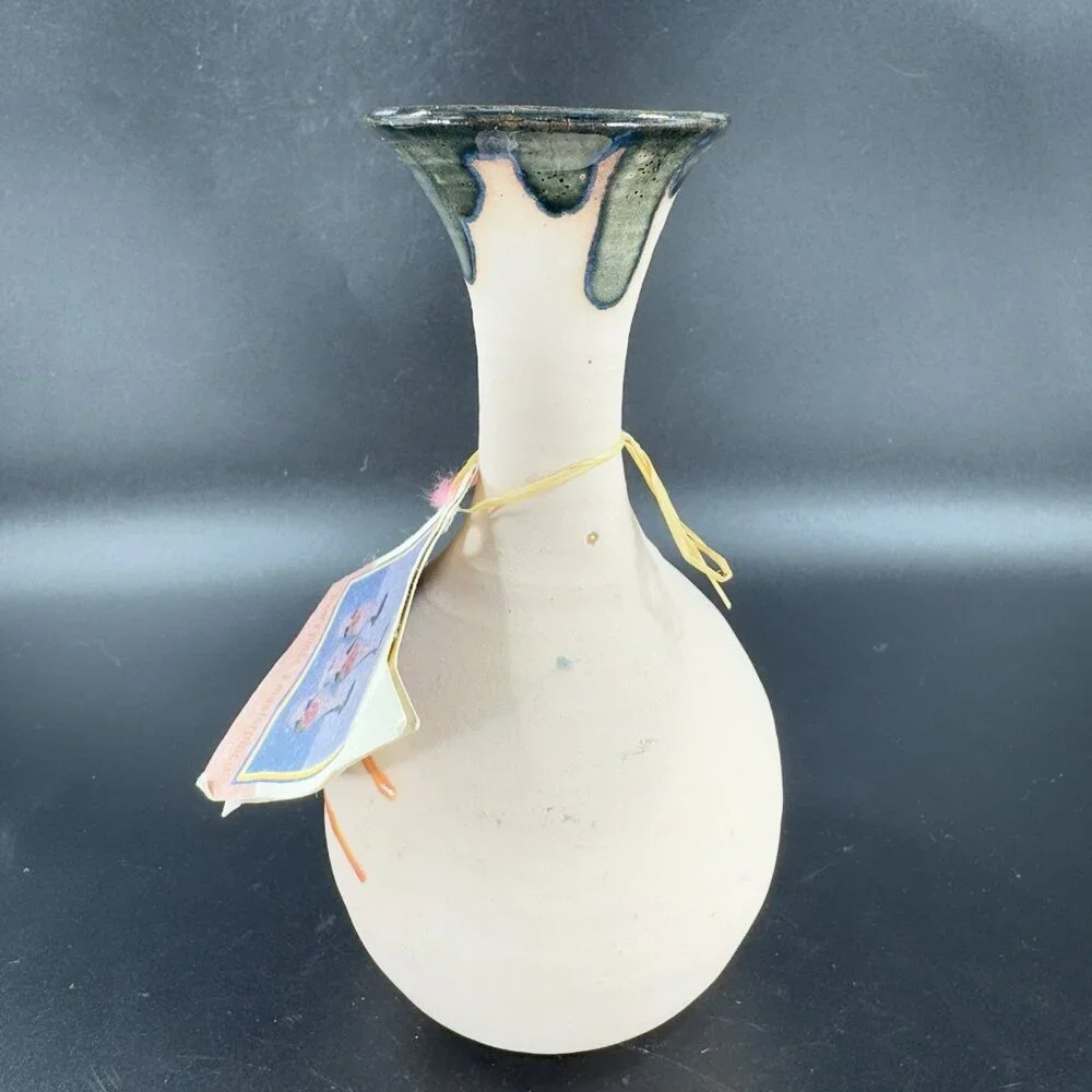 Vintage Jamaican Marblestone Pottery Vase Vessel Signed Hand‎ Made With Tag VTG